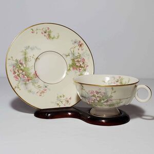 Theodore Haviland Teacup and Saucer Pink Flowers Vintage